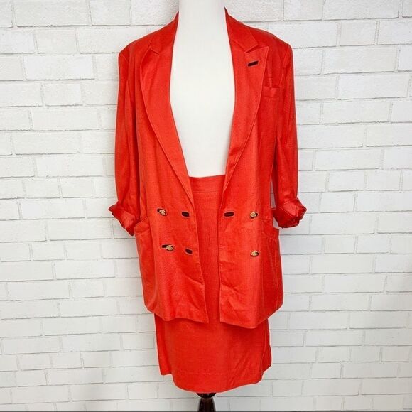 Vtg Louis Feraud Linen 2 Piece Blazer Set U4 - Picture 5 of 9